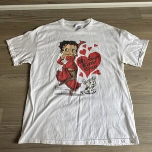 Vintage Betty Boop 2003 Shirt Pudgy Mi Amore‎ Hearts Sexy Sz L Tennessee River